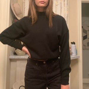 Ribbed black turtle neck.